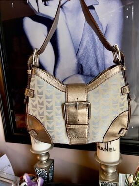 Michael Kors Metallic Bronze Patterned Shoulder Bag